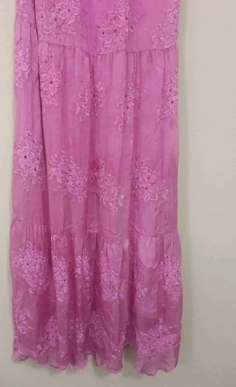 PALM ANGELS Abito donna vintage Guess rosa all'uncinetto con bretelle abito boho seta taglia S Made in Italy