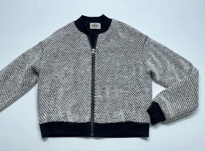 Marine Layer Crochet Knit Sweater Womens Size Small Full Zip Pockets Cotton Poly