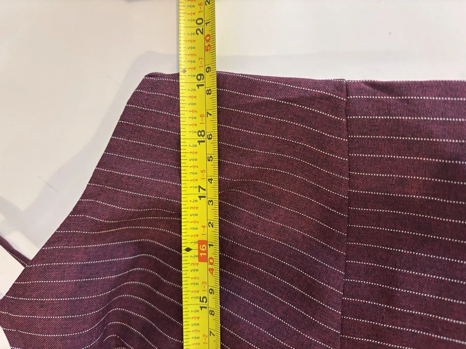 Y2K Mini Babydoll Dress vtg 90s XL zip Burgundy Whimsigoth Grunge 00s Pinstriped - Image 4 of 4