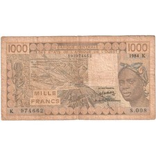 [#377283] Senegal, 1000 Francs, 1984, S.008, VF(20-25)