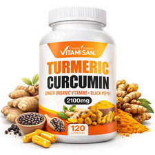 Turmeric Curcumin 2100mg Ginger Black Pepper Extract 120 Capsules Supplement