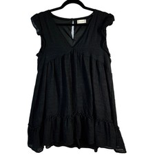 Altar'd State, Size Medium, Black Trapeze Tiered Dress, Baby Doll, Minimalist