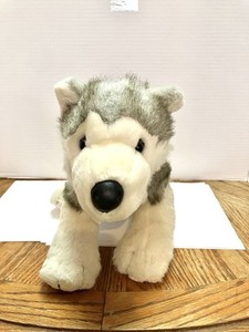 Build-A-Bear Plush Siberian Husky Dog Magnetic Mouth 18in Gray White Read