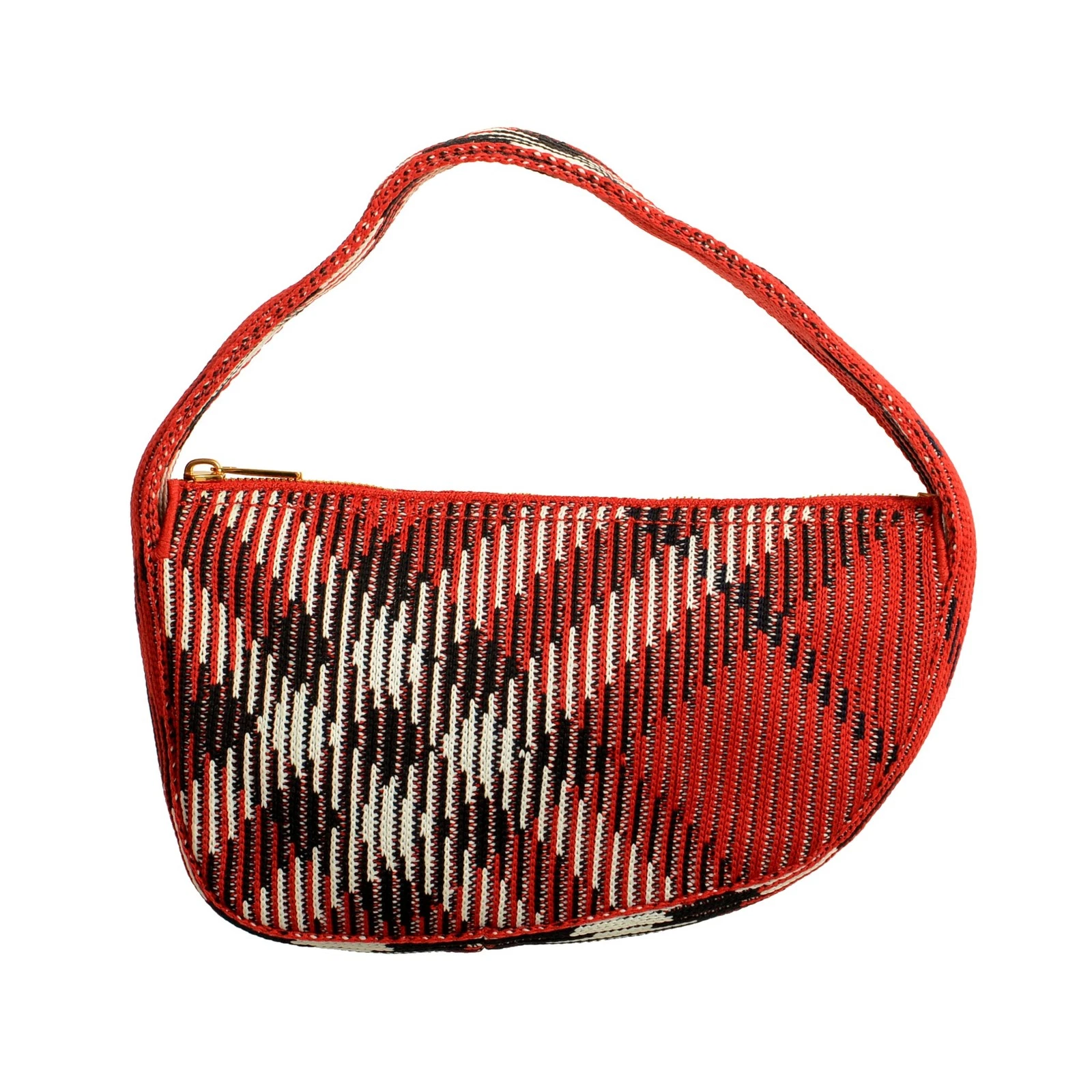 Burberry — Burberry "Ls Knit Baguette" Scarlet Plaid Handbag Shoulder Bag