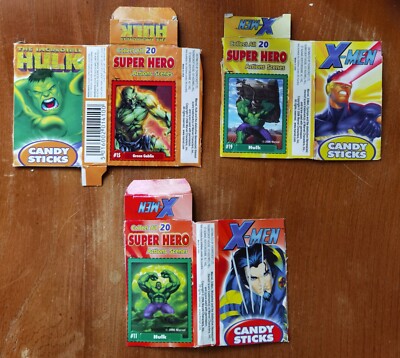 Hulk Mini Card X-men and Hulk candy sticks packaging with cut out super hero mini ...