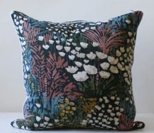Garden Print Accent Pillow Covers 20x20 Square Floral Cotton Canvas Home Deco 