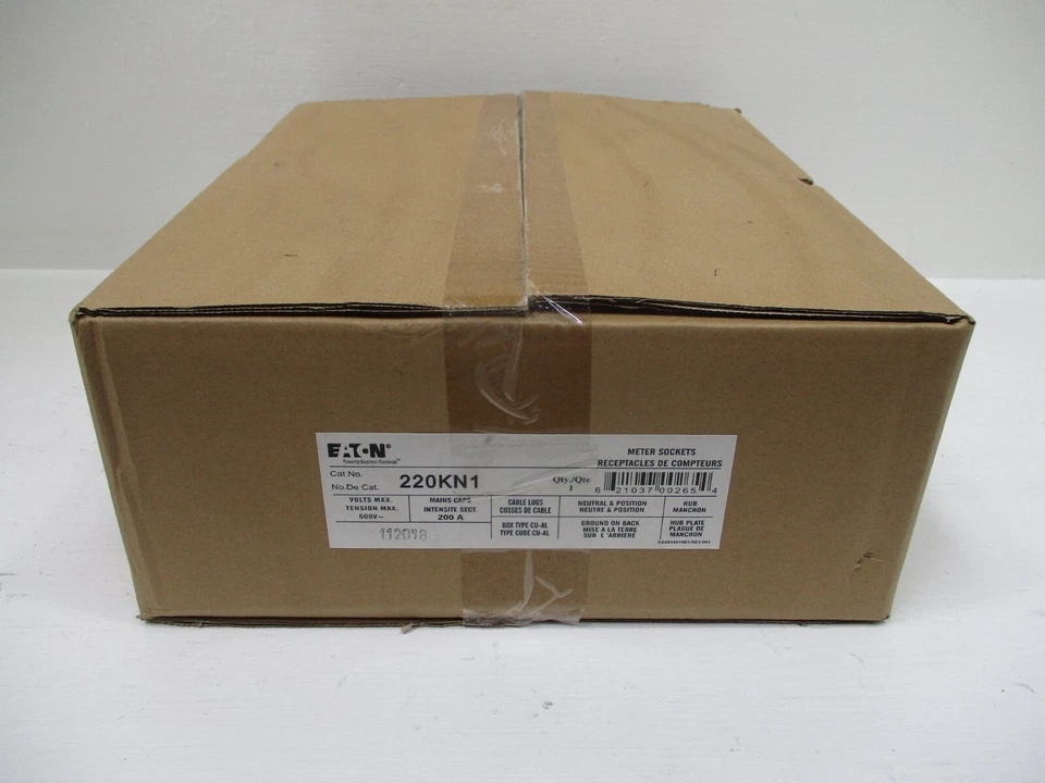 NEW Eaton 220KN1 200 Amp Double Meter Socket 600V 200A NIB - Image 3 of 4