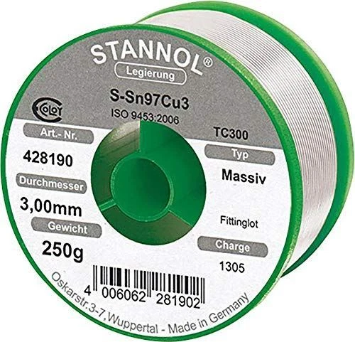 Löt Draht 3,00 Mm, 250 G Ohne Flussmittel STANNOL 428190 - Bild 1 von 1