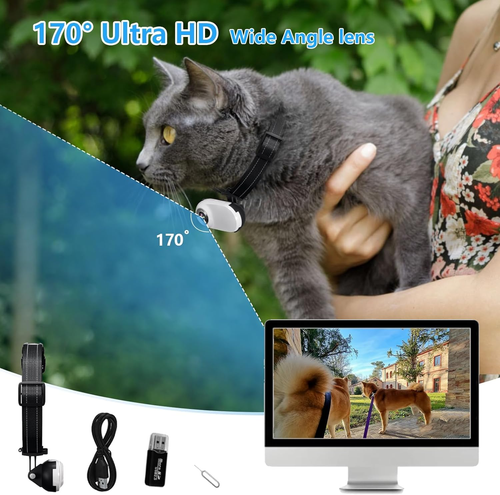 Katze POV Mini HD Haustier Kamera Halsband 1080P Videorekorder für draußen - Bild 4 von 8