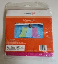 True Living Kids Inflatable Mat 27" x 72" Pool Float Beach Summer Pink