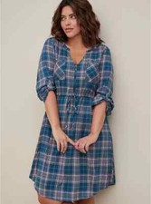 Womens Torrid MINI CHALLIS ZIP-FRONT SHIRT DRESS Size 00 10 Medium NWT