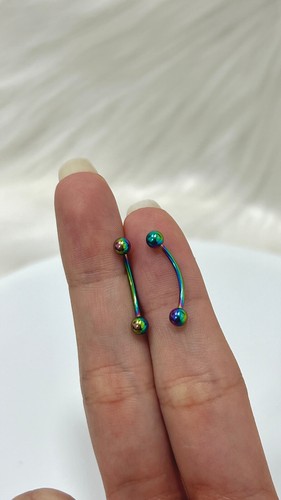 Pair of Snake Eyes 16G 14mm Tongue Barbells  Surgical Steel PVD Plated 9 Colors - Picture 9 of 12