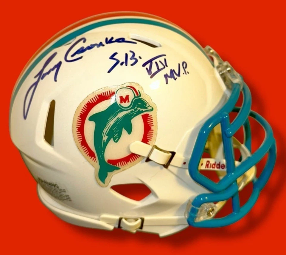 拉里·CSONKA 亲笔签名签名迈阿密多芬斯 THROWBACK 迷你头盔 带真品证书 — 第 2/4 张图片