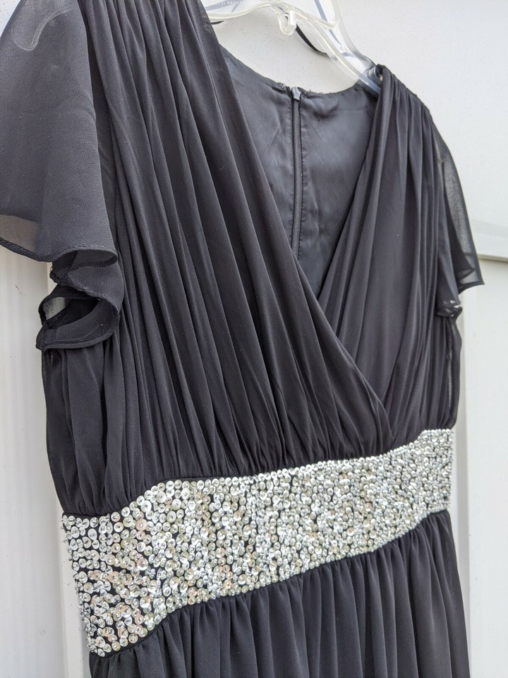 Poly USA | Ed Young 7594 V-Neck Empire Waist Embellished Bodice Dress