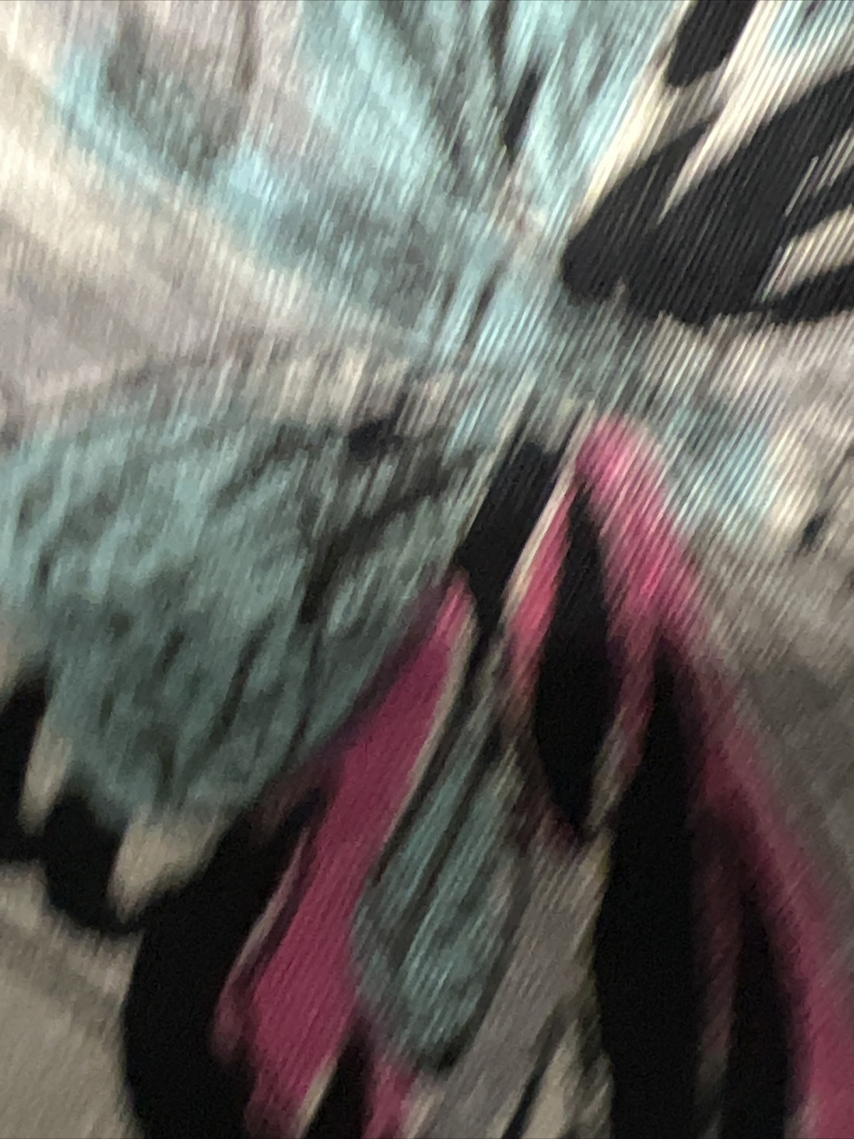 VTG Scarf Silk Crepe Black Netted Butterflies Han… - image 10