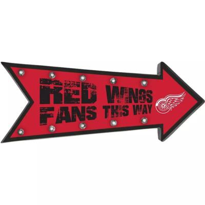 Detroit Red Wings Arrow Marquee Sign NHL Hockey Fan Cave Light Up NEW 18'' 