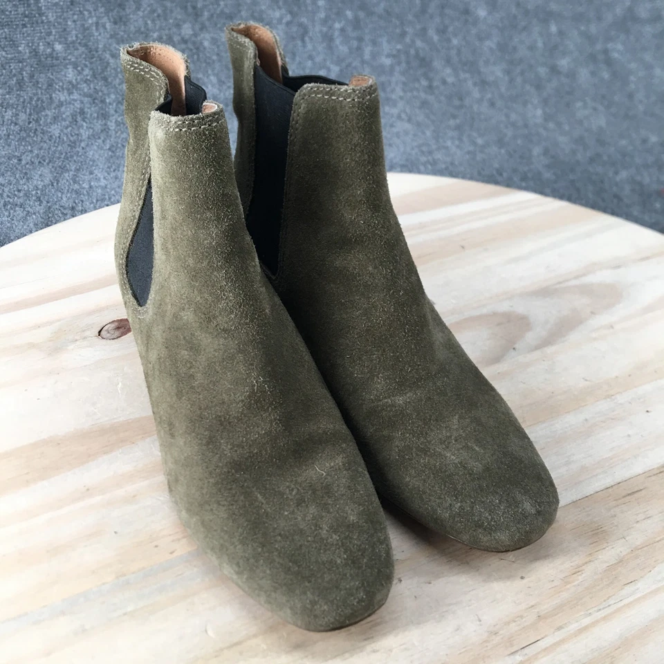 Madewell Botas Mujer 6.5 Chelsea Tacón Botín Verde Gamuza Cuero Informal Foto 3 de 4