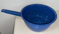 Vintage Blue & White Saucepan Speckled Enamelware Granite Ware