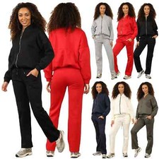 Ladies Tracksuit Loungewear Stylish  Fashion 2 PCs Zipper Jacket Trouser Set