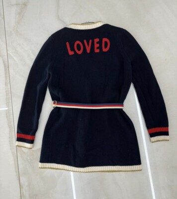 Gorgeous Authentic Gucci Loved Navy Cotton Belted Cardigan