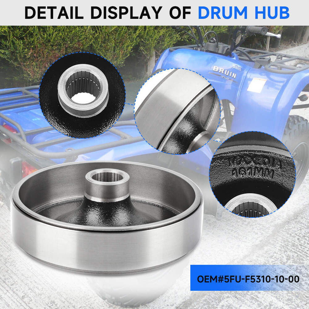 Rear Brake Drum Hub & Shoe for Yamaha Wolverine 350 Grizzly 350 YFM350 2006-2014