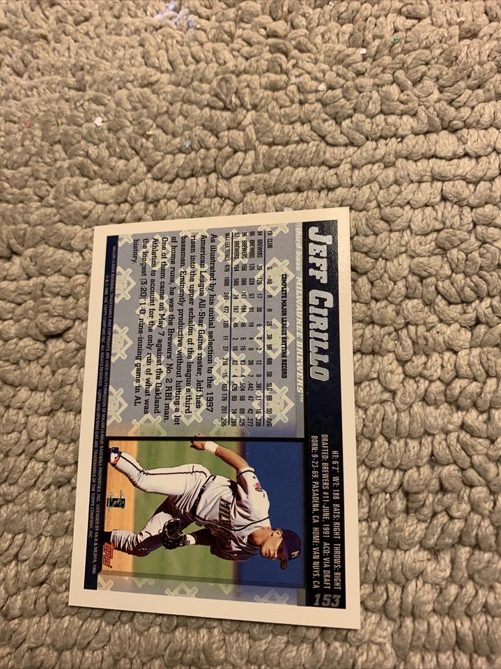 ¿Error? Tarjeta de béisbol sin nombre Jeff Corillo 153 1998 Topps Opening Day Cb9 Foto 2 de 2