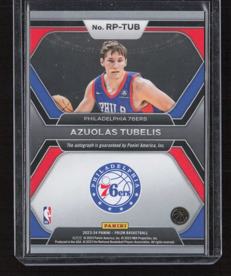 2023-24 Panini Prizm #RP-TUB Azuolas Tubelis Rookie Penmanship Auto 76ers - Image 2 of 2