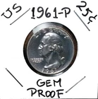1961 Silver Gem Proof US Washington Quarter