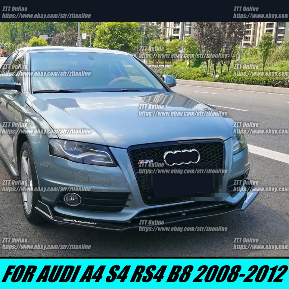 Parachoques delantero alerón labio divisor negro mate para Audi A4 S4 RS4 2008-2012 B8 Foto 2 de 4