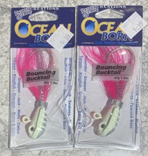 2 Packs Ocean Born Bouncing Bucktail Jigs 1.5 OZ Pink Glow