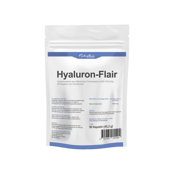 HyaluronsäUre 90 Kapseln Hochdosiert Mit 400 Mg - Vegan - Hyaluron Haut Gelenke-image