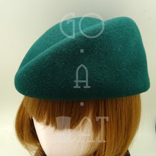 CLASSIC Wool Felt Women Pillbox Hat Beret Groove Party Cloche  57cm  Green