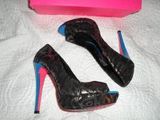 BETSEY JOHNSON BRADLEEY PLATFORM PEEP TOE PUMPS MULTICOLORED SZ:6.5 M IOB