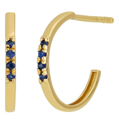 Knöcherne Levy Damen Creolen 18K Gelbgold Saphir
