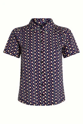 King Louie Hemd Maisie 10441 Jersey Ecovero Geometrische Blau Mehrfarben - Bild 1 von 4