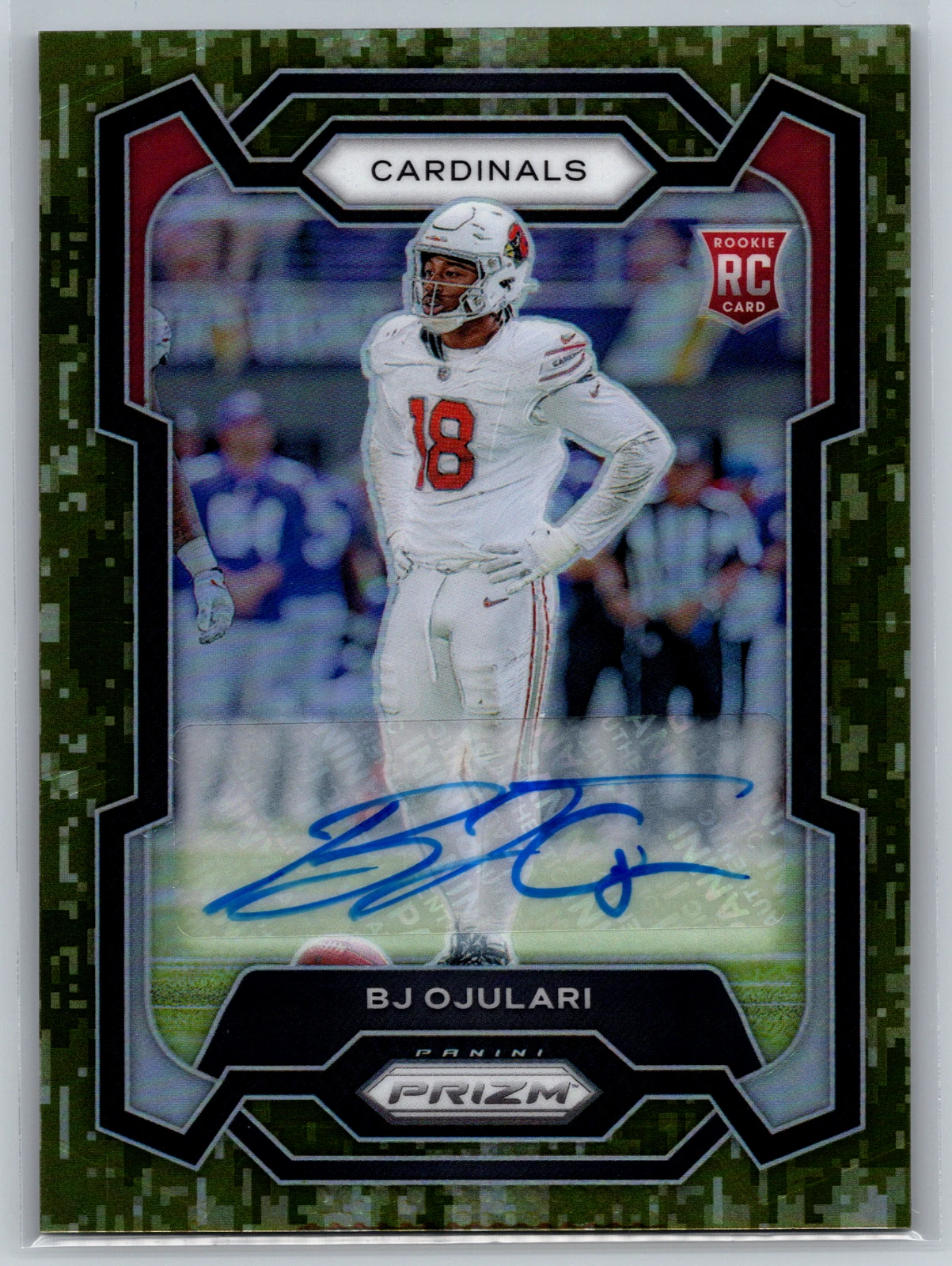 BJ Ojulari 2023 Panini Prizm Camo Prizm Rookie Auto /25 #301 Arizona Cardinals