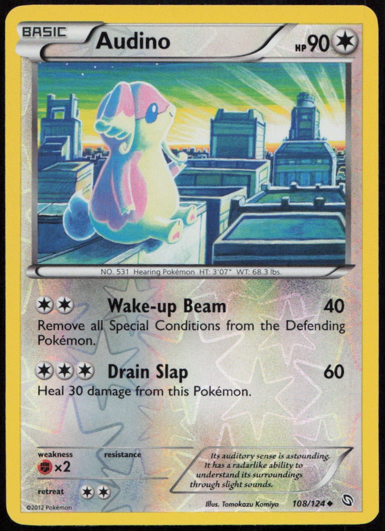 Audino 108/124 NM Dragons Exalted Uncommon Reverse Holo Pokemon
