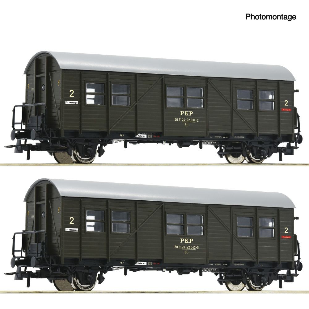 Roco 6200195 2-tlg Set Behelfspersonenwgn Gattung Bti PKP Spur H0