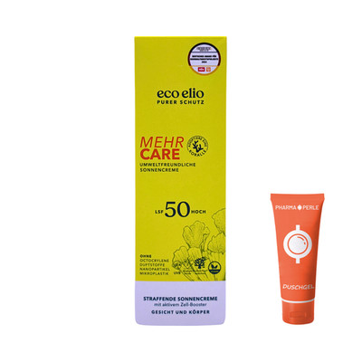 eco elio Mehr Care LSF 50 200 ml Sonnencreme mit Niacinamid & Blue-Light-Schutz 