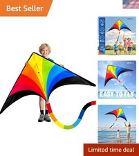 Complete Easy-Fly Rainbow Kite Package with 100ft Line - Perfect for Outdoors