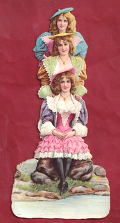 Très Rare Grand Chromo Decoupis. Magnifiques Jeunes Filles En Belles Tenues 1800