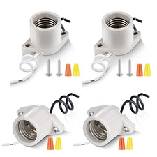 E26 Porcelain Surface Mount Light Socket with Flanged Mounting and Leads 4