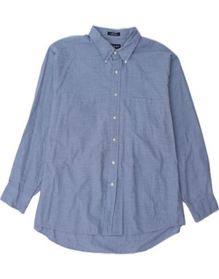 CHAPS faltenfreies klassisches Herrenhemd Größe 18 1/2 2XL blau kariert AN02