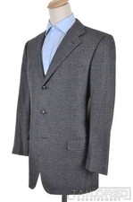 ERMENEGILDO ZEGNA Gray Check SILK CASHMERE Blazer Sport Coat Jacket - 44 L