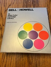 Bell  Howell 16 Slide Cube Cartridge Library W Slides - See pics for Locations 
