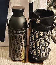 Dior Stainless Water Bottle Tumbler Black Holder Limited VIP Gift Novelty GWP