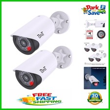 Weatherproof 2-Pack Dummy Cameras with Motion Alert - White Indoor/Outdoor Use