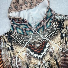 Chaos Monkey Hooded Long Sleeve Aztec Native American Sweatshirt Men 2XL Multi