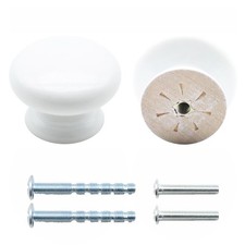 2Pcs Wooden Cabinet Knobs, Wood Dresser Knobs Kitchen Cabinet Knobs Modern Ro...