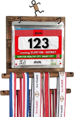 Marathon Medaille Display Aufhänger Rennen Lätzchen Halter für Läufer Holz Wandmontage Rac